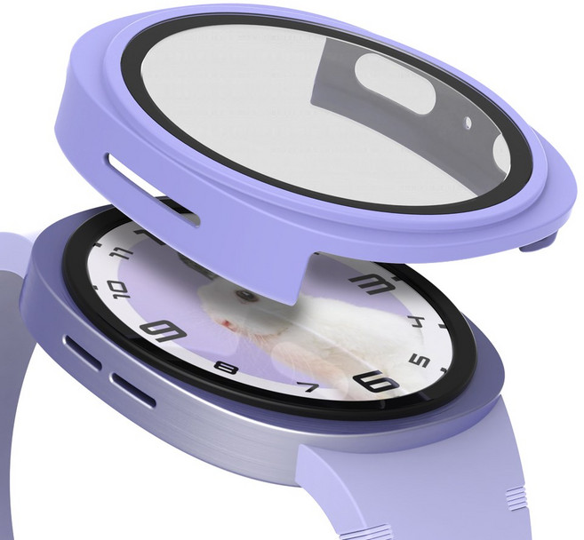 로랜텍 갤럭시워치 케이스 풀커버 액정보호 강화유리, 퍼플, 1개