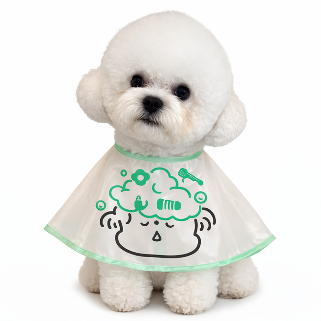 강아지 반려견 얼굴 세안보 미용 눈물자국 세수 망토, 1개, 그린