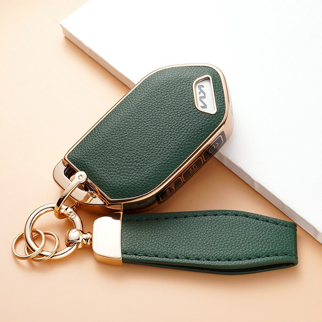 WonRay 호환 기아 가죽 키케이스 EV9 더 뉴 쏘렌토 7버튼 9버튼 더 뉴카니발 KA4 쏘렌토 MQ4, K-7버튼-민트그린, 1개