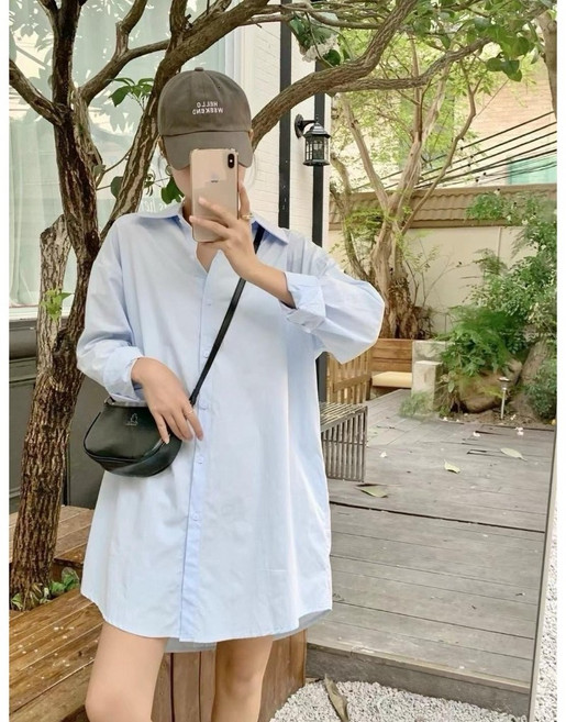 Hey look here 簡單好搭 全長基礎百搭款長版襯衫，多色可選，下身失蹤穿搭必備