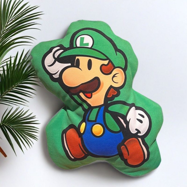 超級瑪麗歐 星星公仔 可愛玩偶 靠墊 周邊裝飾靠枕, 1個, 路易吉45cm