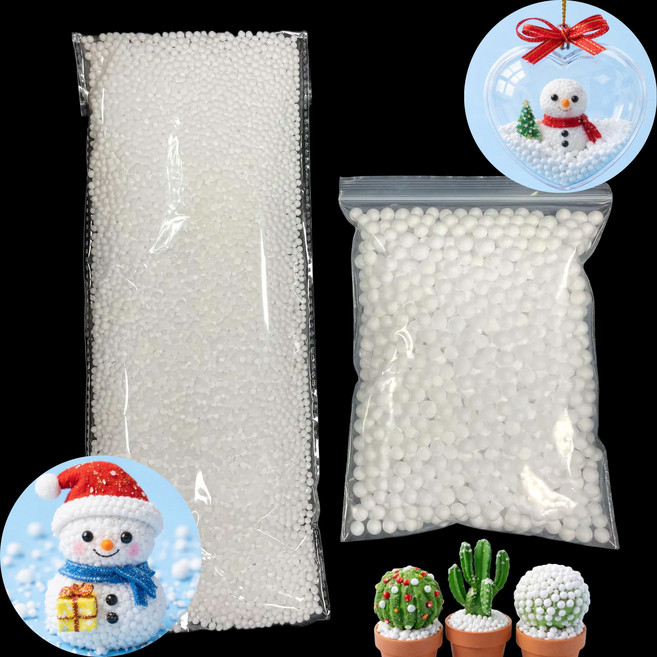 아이몽 스치로폼 알갱이 발포입자 대 / 소 인공눈 충전재 만들기재료 스티로폼입자 만들기재료 공예재료, 10개, 흰색 소 (약20g)