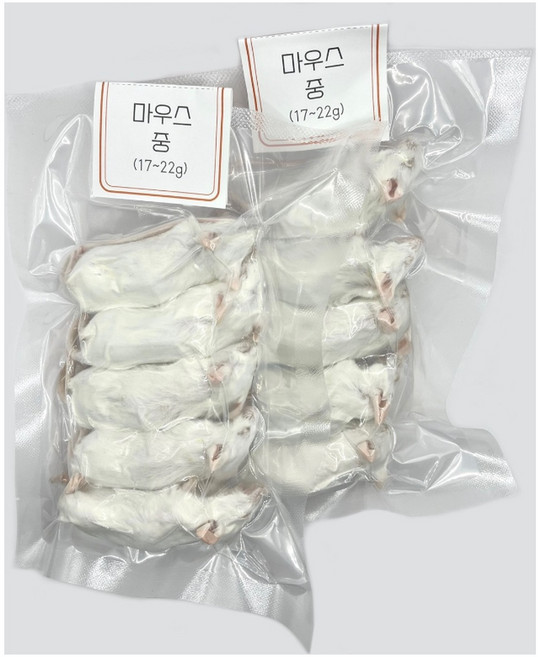 <쥐선생>냉동마우스 10마리 세트 [중] 17~22g, 10개, 20g