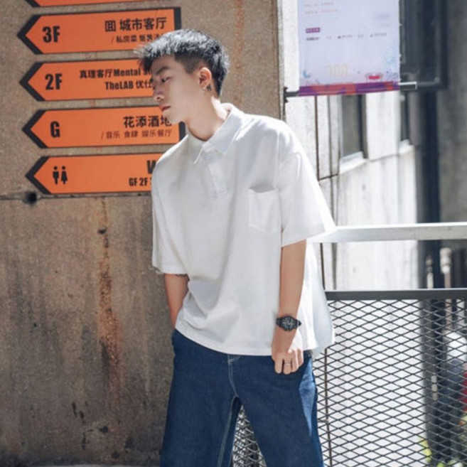 素面短袖網眼翻領POLO衫 純棉商務團體工作服