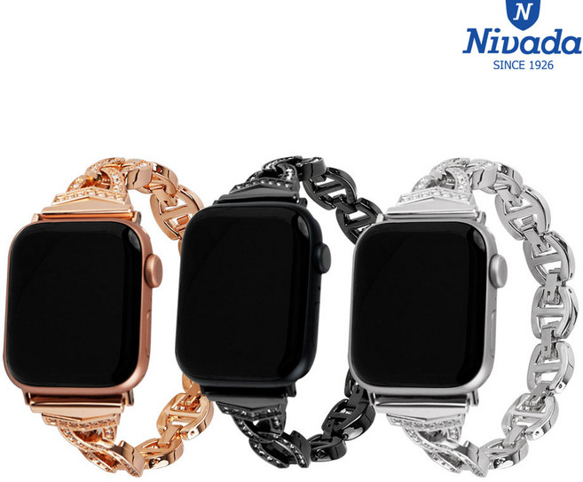 [NIVADA] 니바다 애플워치 호환 스트랩 3종 메탈밴드 5004 7 SE 6 5 4 3 2 1 세대 38 40 41mm