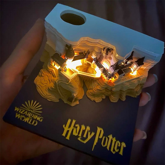 호그와트 쇼핑백 포함 마녀창고 해리포터 조명 입체 메모지, 조명(O)있음-건전지포함