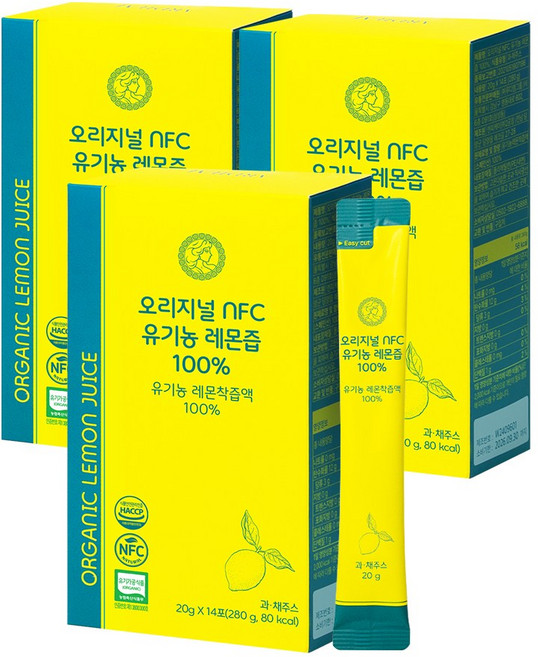 아르디엠 오리지널 NFC 유기농 레몬즙 100% 착즙 레몬 원액, 280g, 3개