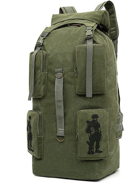 Sunsdew 대용량 100리터 도톰 캔버스 백팩 남성 배낭 여행가방 등산가방, 그린