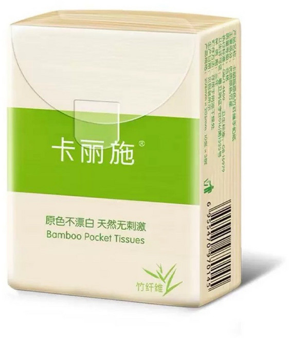 卡麗施 原色竹纖維手帕紙 10片/包 X 18包/條 X 4層 210mmx205mm/片, 1個
