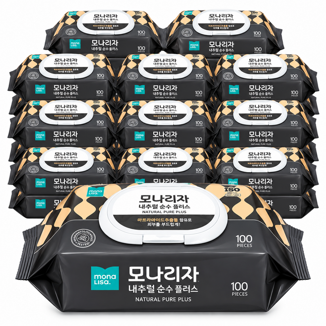 모나리자 내추럴 순수 플러스 캡형 물티슈, 20개, 100매, 55g