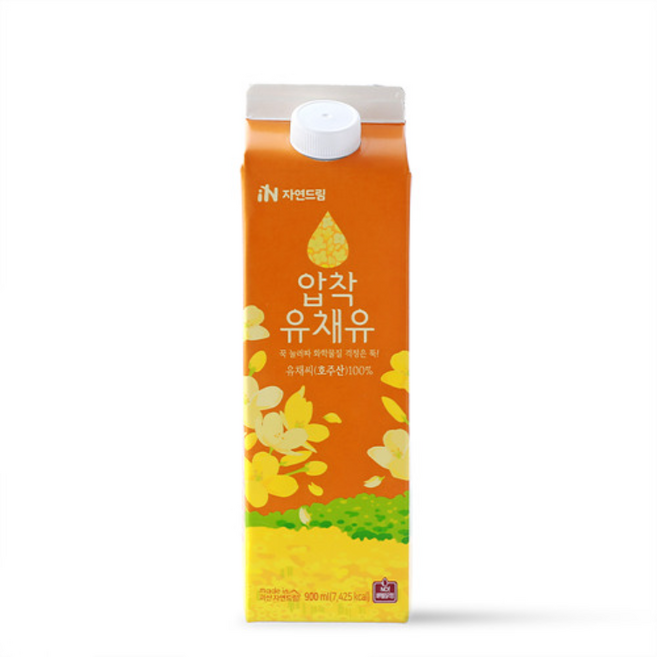 자연드림 압착유채유 900ml 종이팩, 1개
