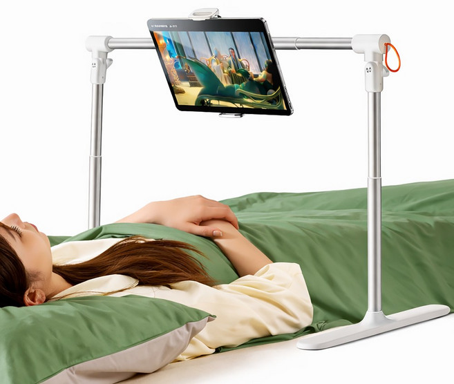 스틸리 접이식 침대 태블릿 스탠드 높이 폭 조절 가능 누워서 휴대폰 핸드폰 아이패드 누움 스탠드 CT13, 1개, 화이트, 누움 스탠드 - CT13