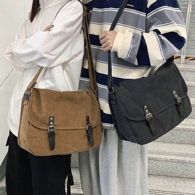 제이바바 남녀공용 캔버스 메신저백