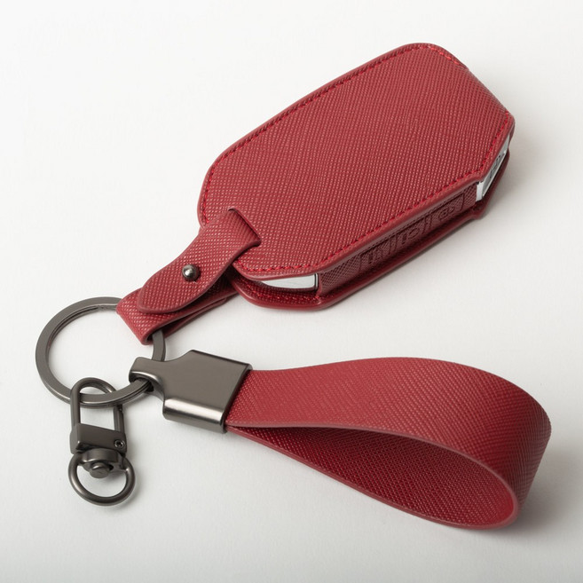 기아 호환 5버튼 쏘렌토 MQ4 EV6 더뉴니로 스포티지 NQ5 셀토스 K8 K7 K5 K3 스마트키 가죽 키케이스 키링 키커버 차량용품 키홀더 (무료각인), 기아E, 레드