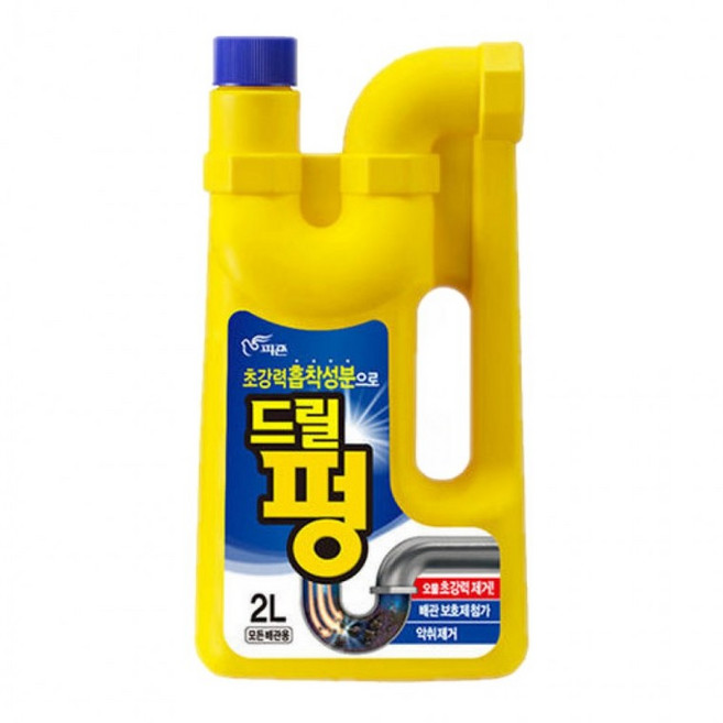 피죤 드릴펑 2L 욕실 배수구 배수관 청소 세면대 막힘 이물질제거, 1개