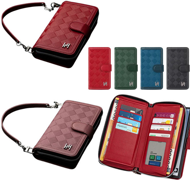 갤럭시S25엣지 SM-S937N -폴릿풀릿hr-- 지퍼형 손목 스트랩--봄스-- 카드지폐수납 지갑 다이어리 휴대폰 케이스