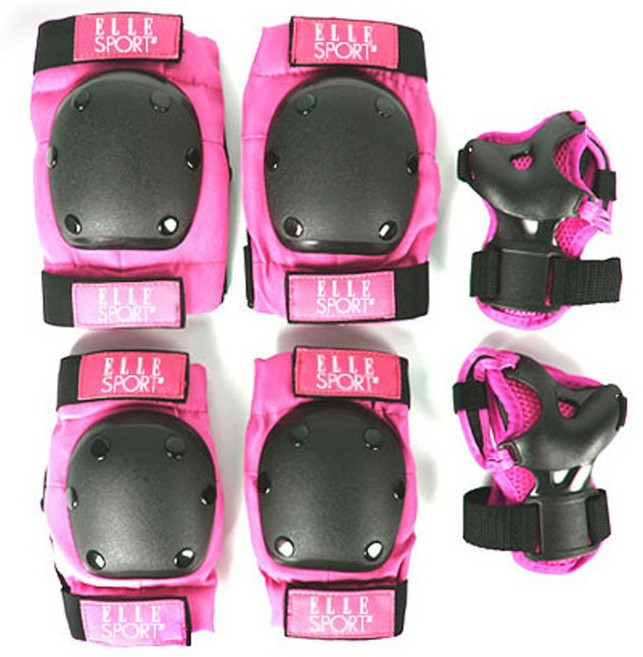 엘르 ELLE SPORT 고급형 인라인 킥보드 보호대 3종세트 아동 성인, 엘르S(13세미만)핑크