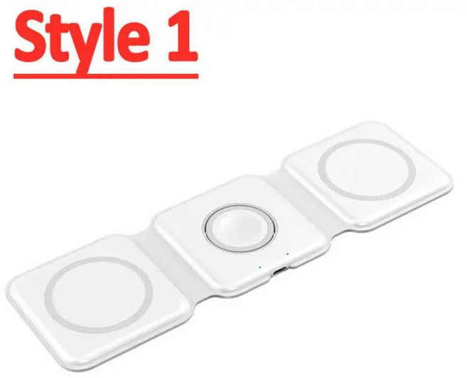 무선 멀티 고속 C타입 핸드폰 휴대폰 충전기 3 in 1 Foldable Magnetic Wireless Charger 에어팟 아이워치용 접이식 마그네틱 충전 패드 스탠드 아이, White, 1개