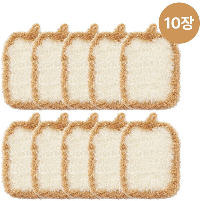 반짝이 아크릴 수세미 식빵 10개입 핸드메이드 손뜨게, 1개, 10개