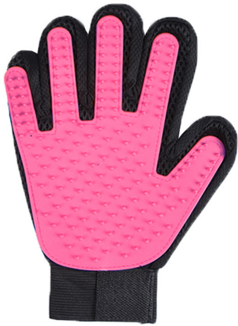 희망차개 반려동물 털제거 마사지 장갑 브러쉬, 1개, 레드오른손