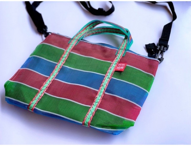 竹木造咖 茄芷小背包 環保復古手提側背包 台灣LV 阿嬤市場袋, 傳統色（大）, 傳統色