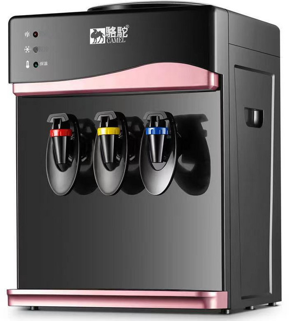 申花新款飲水機 台式迷你家用辦公製冷制熱智能上水冷熱直飲, 1個, 118三龍頭玫瑰金溫熱