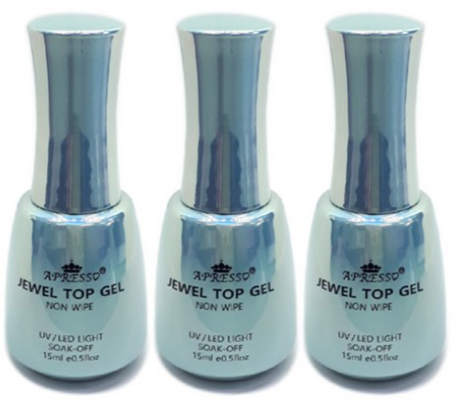 아쁘레쑤 보석 탑젤 / 고광택 퍼펙트 넌와이프 타입 / 젤네일 젤폴리쉬, 3개
