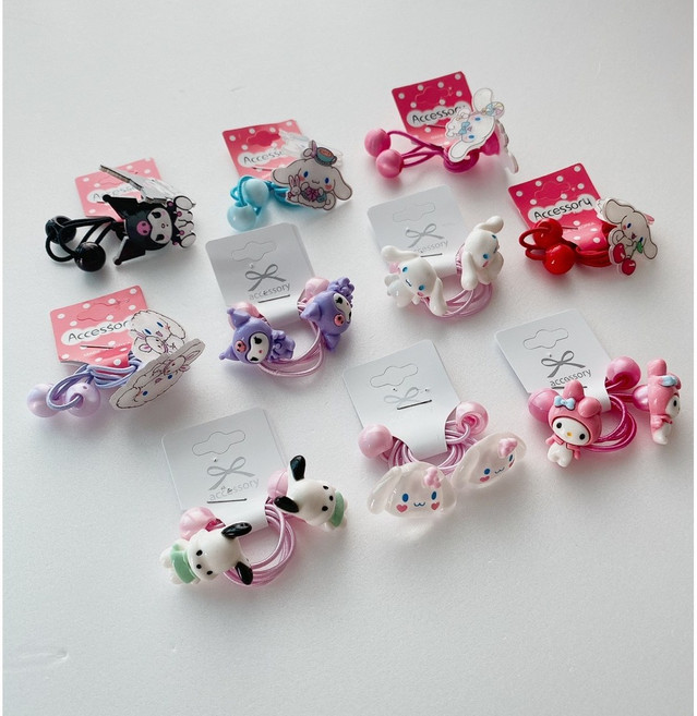 머리끈 세트 귀여운 머리방울 캐릭터 헤어끈