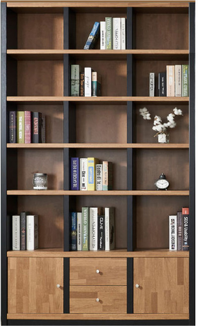 [유앤미가구] 높은 책장 서랍형/일반형 6단 책장 홈오피스 아이방 서재방, 서랍형, 멀바우블랙