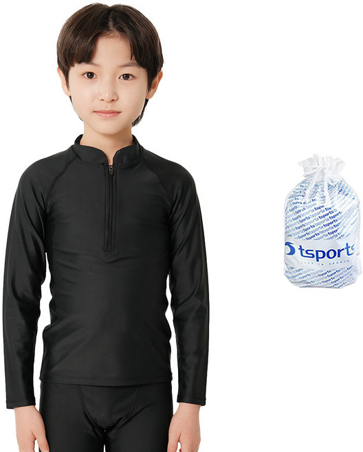 TS스포츠 남아수영복 반집업 긴팔 래쉬가드 남아동 어린이 주니어 초등학교 생존 수영복 2521(상의)
