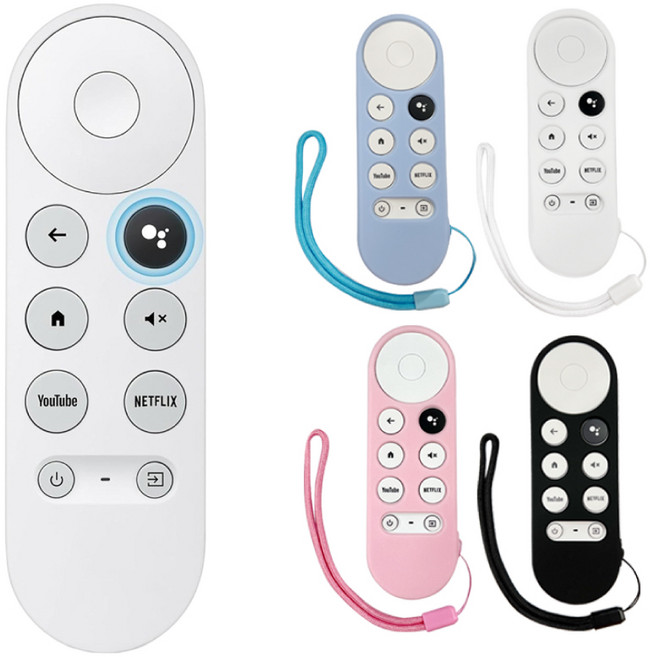 Google TV Chromecast 4代 4K HD 附防丟掛繩 遙控器保護套 粉色, 1個, Chromecast 遙控器保護套 粉色