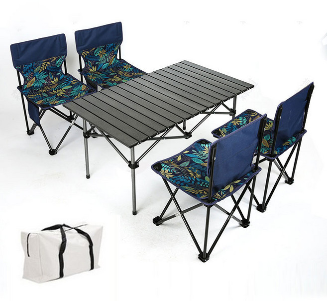 HAM 초경량 폴딩 캠핑 테이블 의자 세트 캠핑용품, 블루세트