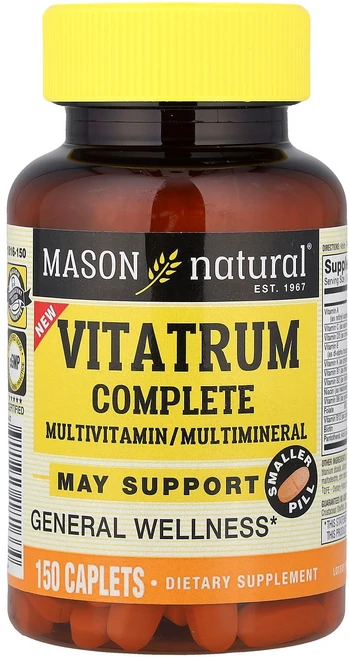 메이슨 내추럴 Mason Natural Vitatrum Complete 종합비타민/멀티미네랄 캡슐 150정122176원산지:기타, MasON 온 NATURAL 내추럴, Vitatrum, 1개 - 쿠팡