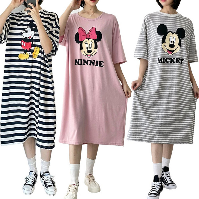 디즈니 정품 미키 미니 반팔 원피스 홈웨어 국내 생산 빅사이즈