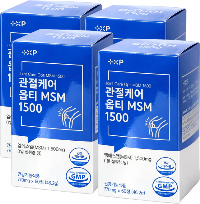 관절 케어 프리미엄 옵티 MSM 영양제 뻣뻣한 손가락 무릎 허리 통증 에 좋은 MSN 알약 보궁, 4개, 60정