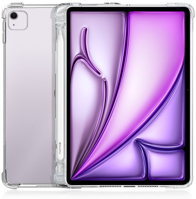 더조은셀러 아이패드 호환 펜수납 케이스 젤리 에어범퍼, 투명, 1개