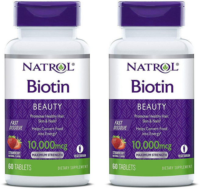 NATROL 維生素錠 10000mcg 草莓口味, 60顆, 2罐