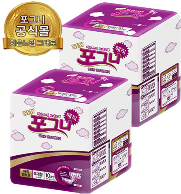 성인용겉기저귀 포그니매직특대형 어른겉기저귀 찍찍이테이프, 특대형, 10개입, 6개