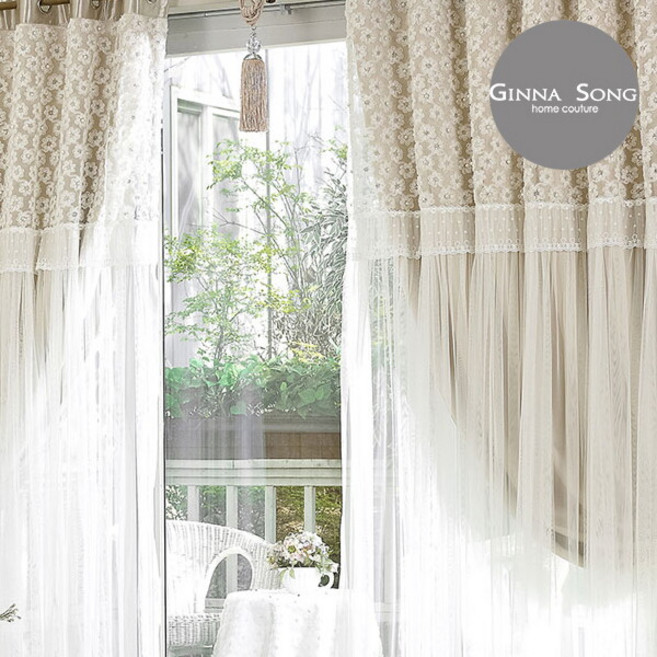 [지나송] 홀릭가든 웨딩레이스 이중암막커튼 풀세트 슈퍼특대형