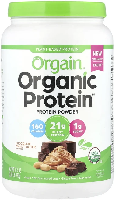 올게인 오가닉 플랜트 베이스 프로틴파우더 초콜릿 피넛버터맛, 1개, 920g - 쿠팡