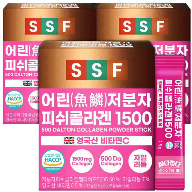 순수식품 저분자피쉬콜라겐 1500, 75g, 3개