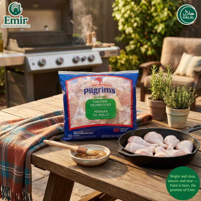 .Halal Premium Pilgrims Frozen Chicken Drumsticks 프리미엄 할랄 필그림스 냉동 닭북채 (드럼스틱), 5개, 2.5kg