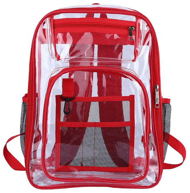 투명 야구 직관 가방 방수 백팩 pvc 야구가방 공연 관람 덕질 야구장 준비물 비치 짐가방, 레드, 1개