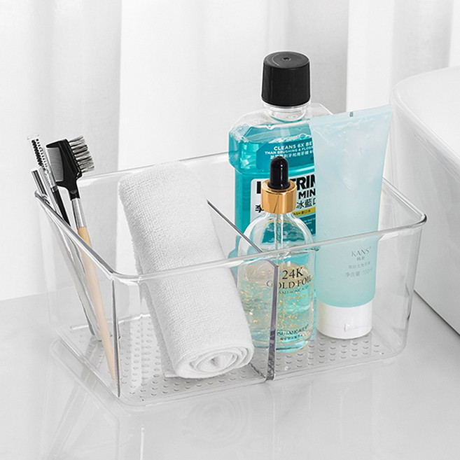 욕실 데스크 칸막이 대형 분칸 정리함 수납함, 투명, 1개