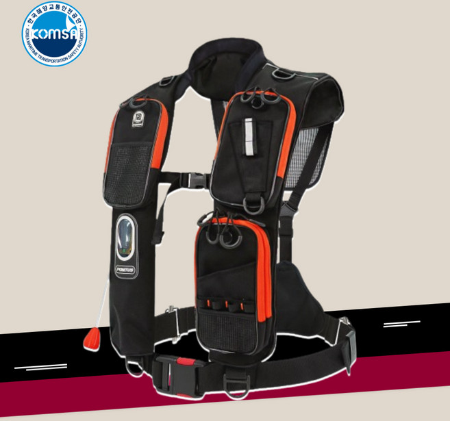 폰터스 자동팽창식 구명조끼 PL-9500 KOMSA인증, 02. 블랙(PL-9500), 1개