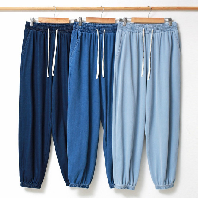 인디오 여성용 쿨링 밴딩 텐셀 데님 일자 조거팬츠 NSW8124