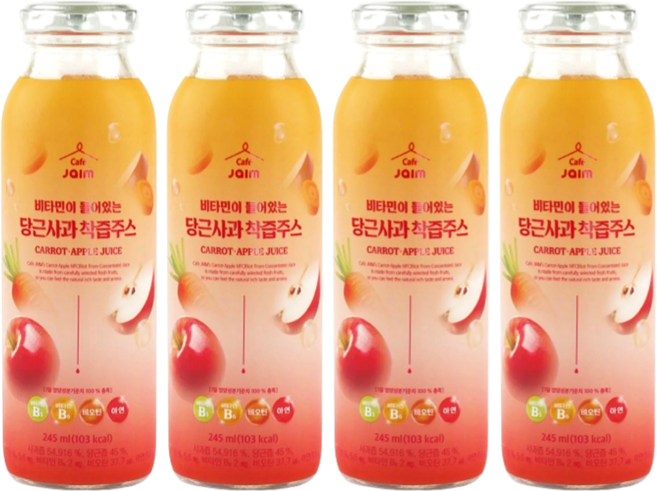 비타민이 들어있는 당근 사과 착즙주스, 4개, 245ml