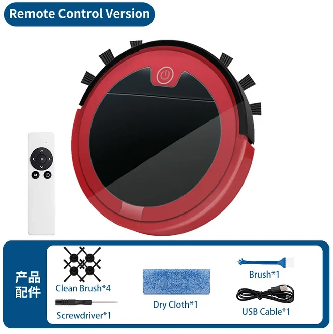 타이머와 리모컨이 있는 휴대용 스마트 진공 청소 로봇, 02 Style 2 Red