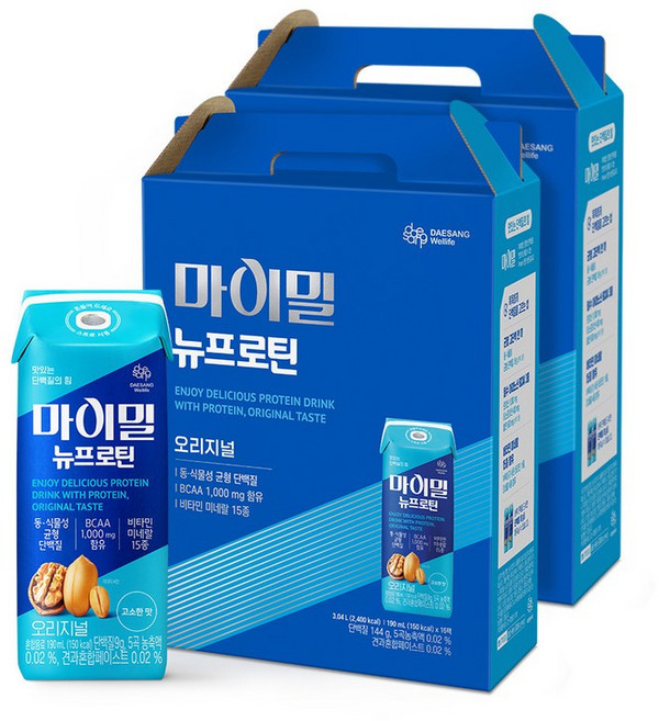 대상웰라이프 마이밀 마시는 뉴프로틴 오리지널 190ml 30팩+30팩 단백질 음료