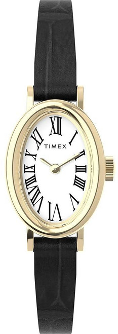 Timex 카바티나 여성용 손목시계 블랙 가죽 스트랩 (T21912)